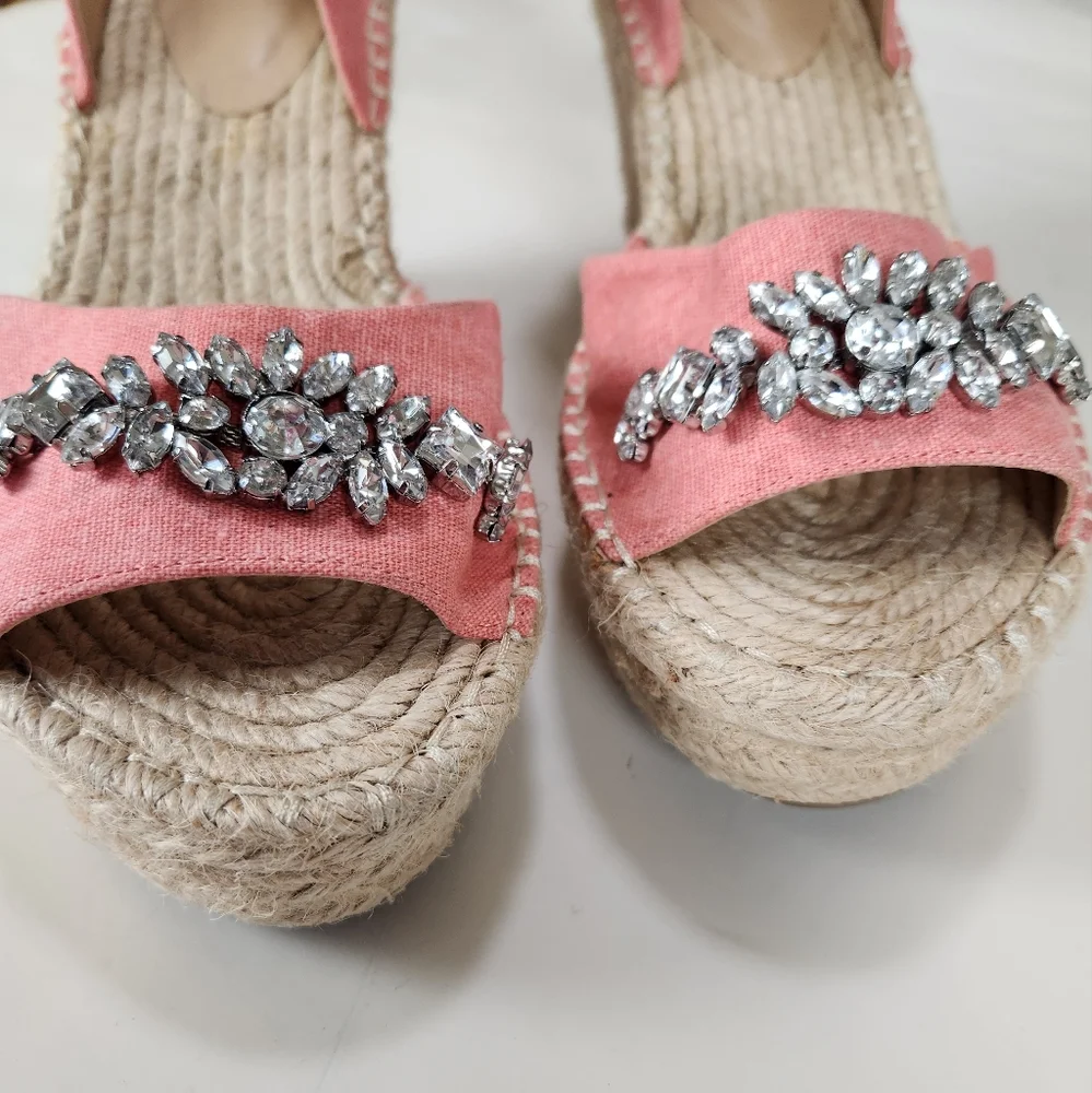 Kaari Blue Chloe Washed Coral Jewel Espadrille Sandals size 8M NWOT